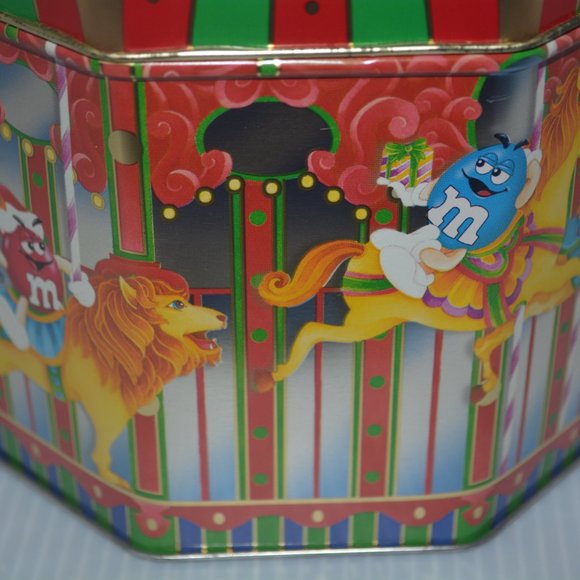 VTG M&M's Candy 1997 Merry-Go-Round Carousel Tin Canister #5 Christmas Village - Picture 10 of 10